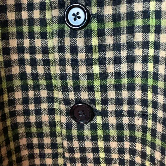 La MINIATURA Black‎ Tan Green Check Single Breast Blazer